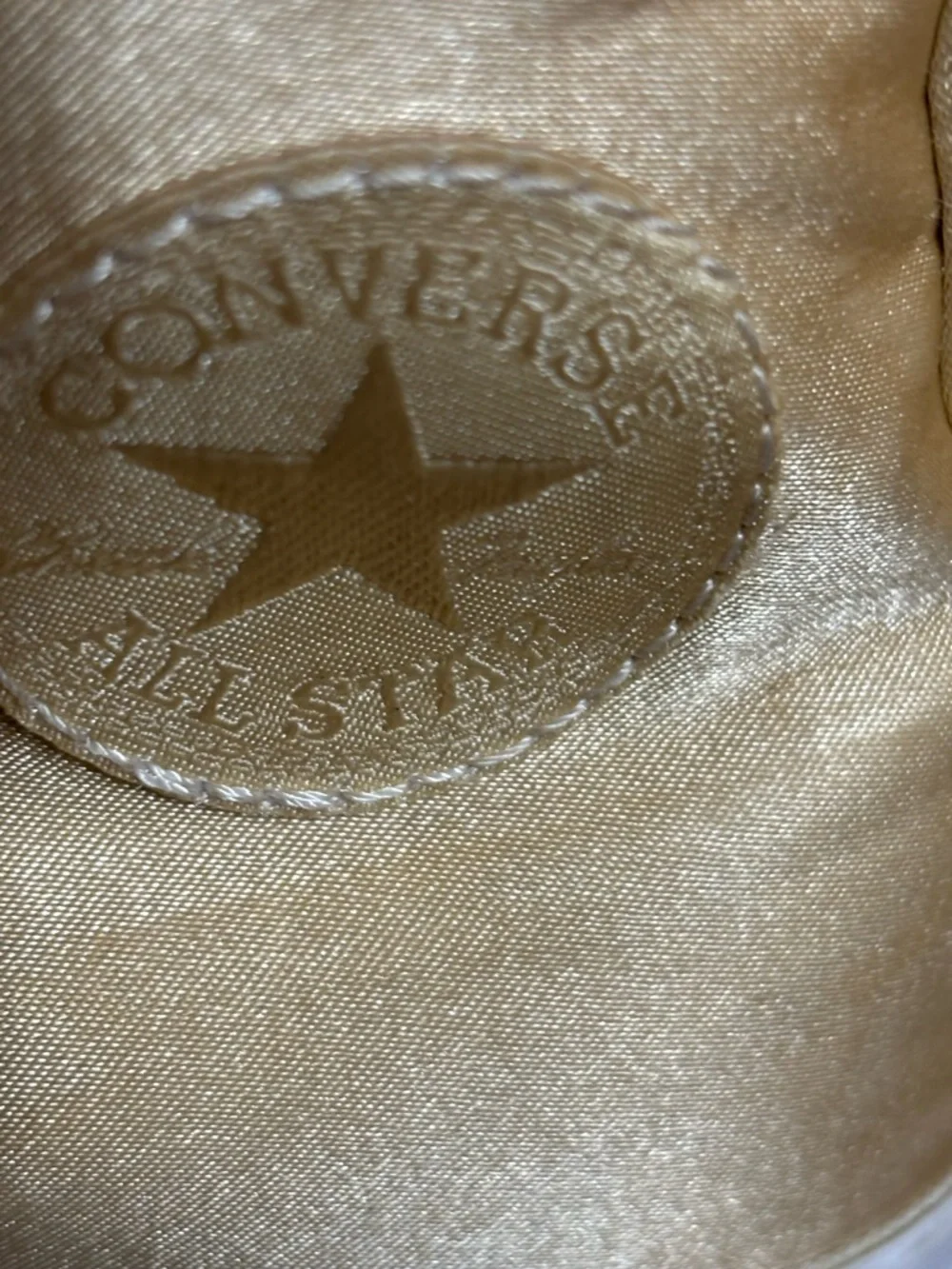 Converse Women’s High-Top Sneakers in Metallic Gold and White - Picture 2 of 7
